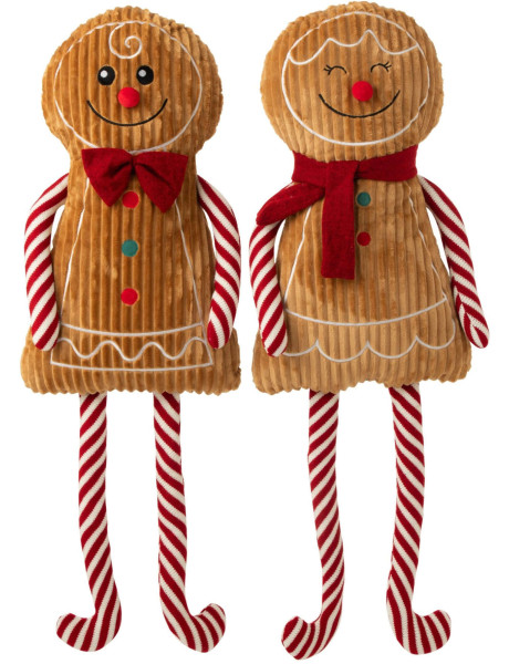Lot de 2 bonhommes pain d’épices Noël assis 123 cm Nolvyn J-Line - 1