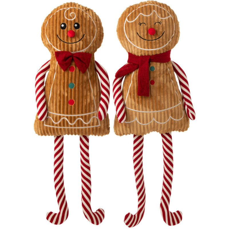 Lot de 2 bonhommes pain d’épices Noël assis 123 cm Nolvyn J-Line - 1