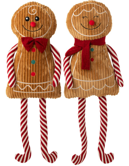 Lot de 2 bonhommes pain d’épices Noël assis 123 cm Nolvyn J-Line - 1