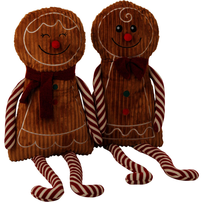 Lot de 2 bonhommes pain d’épices Noël assis 123 cm Nolvyn J-Line - 2