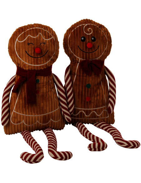 Lot de 2 bonhommes pain d’épices Noël assis 123 cm Nolvyn J-Line - 2