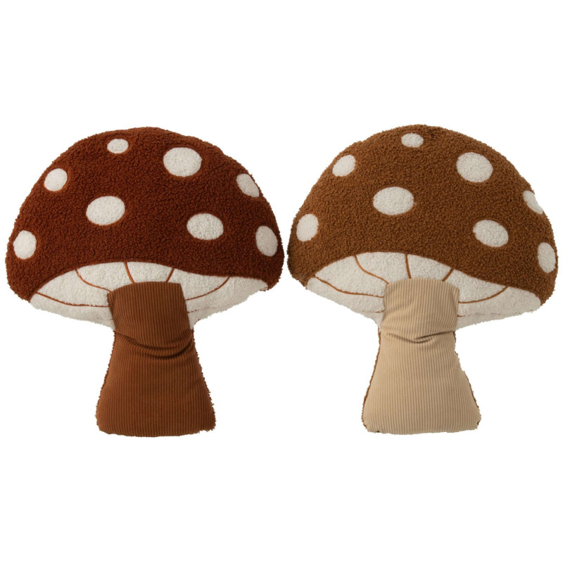 Lot de 2 coussins champignons automne 40x32x35 cm Mossyn J-Line - 1