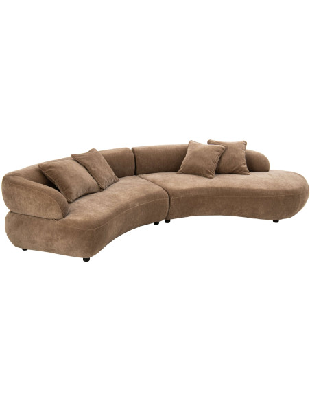 Canapé 4 places arrondi taupe 320x106x73 cm Zaryel J-Line - 1