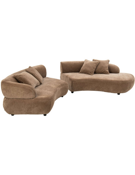 Canapé 4 places arrondi taupe 320x106x73 cm Zaryel J-Line - 4