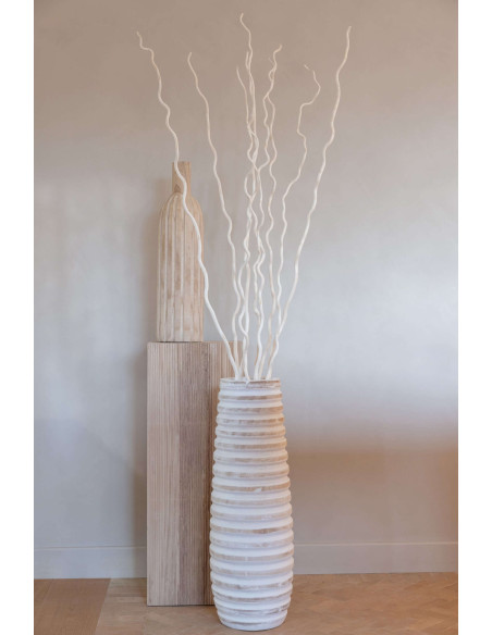 Sellette colonne bois cannelé naturel 30x30x80 cm Qarvyl J-Line - 2