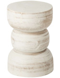 Bout de canapé bois blanc sculpté 29x29x40 cm Jyvyre