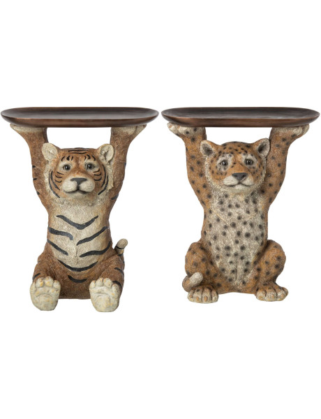 Lot de 2 vide-poches Tigre & Léopard résine caramel 30,5x23x34,5 cm Osvora J-Line - 1