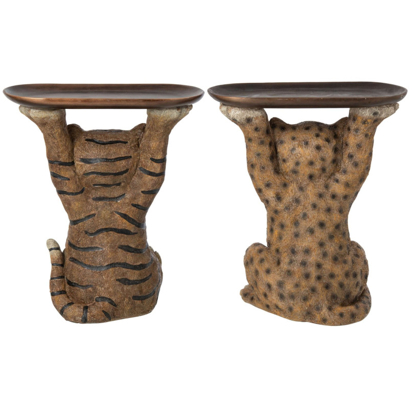 Lot de 2 vide-poches Tigre & Léopard résine caramel 30,5x23x34,5 cm Osvora J-Line - 3