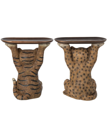 Lot de 2 vide-poches Tigre & Léopard résine caramel 30,5x23x34,5 cm Osvora J-Line - 3