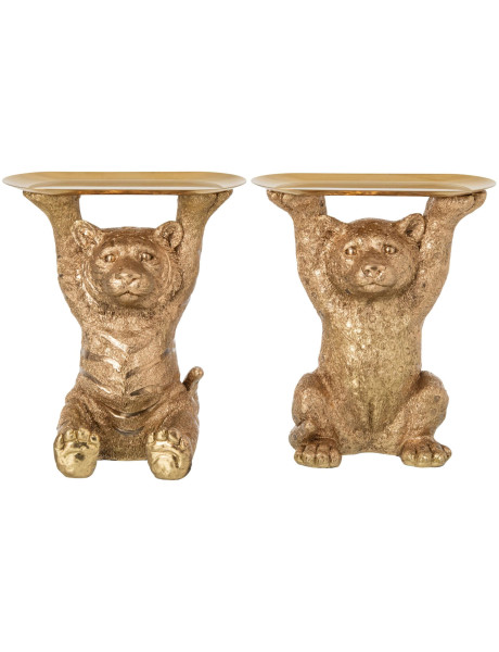 Lot de 2 plateaux vide-poches Tigre & Léopard dorés 30,5x23x34,5 cm Osvora J-Line - 1