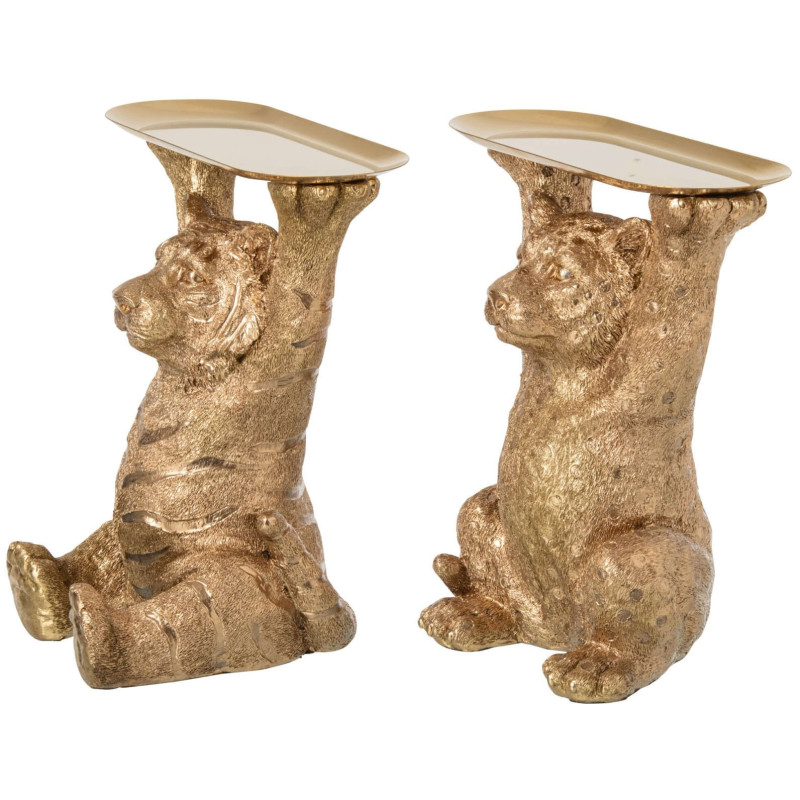 Lot de 2 plateaux vide-poches Tigre & Léopard dorés 30,5x23x34,5 cm Osvora J-Line - 2