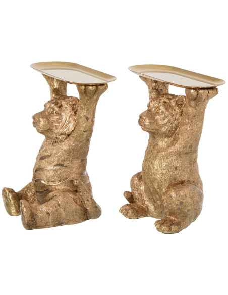 Lot de 2 plateaux vide-poches Tigre & Léopard dorés 30,5x23x34,5 cm Osvora J-Line - 2