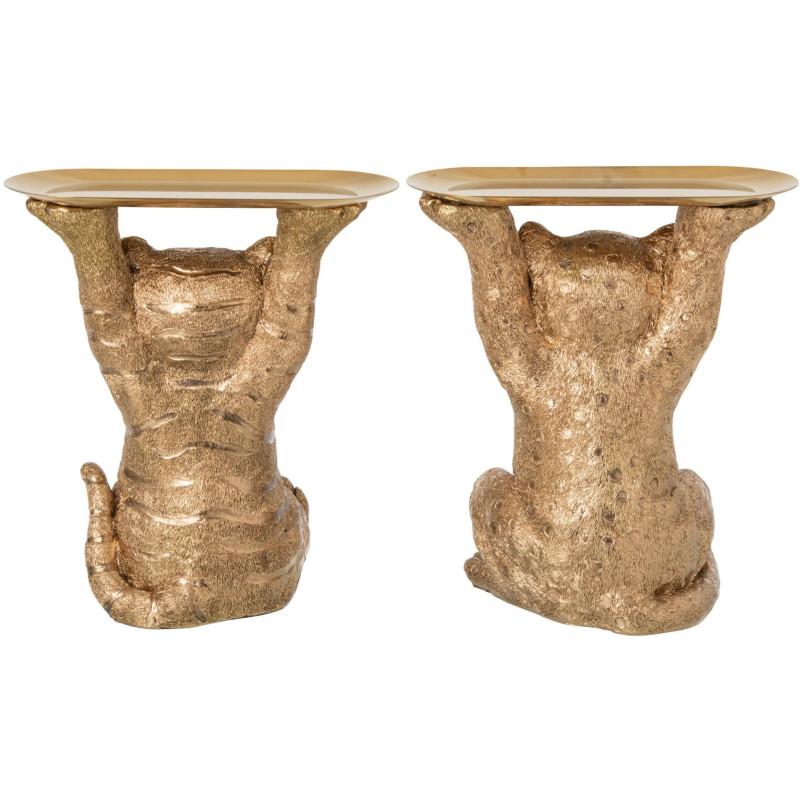 Lot de 2 plateaux vide-poches Tigre & Léopard dorés 30,5x23x34,5 cm Osvora J-Line - 3
