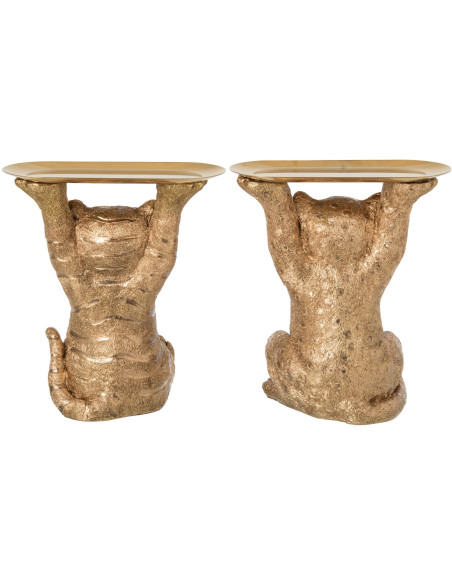 Lot de 2 plateaux vide-poches Tigre & Léopard dorés 30,5x23x34,5 cm Osvora J-Line - 3