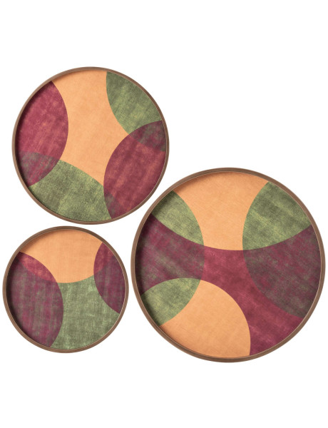 Lot de 3 décorations murales rondes MDF et placage Hyrune J-Line - 1