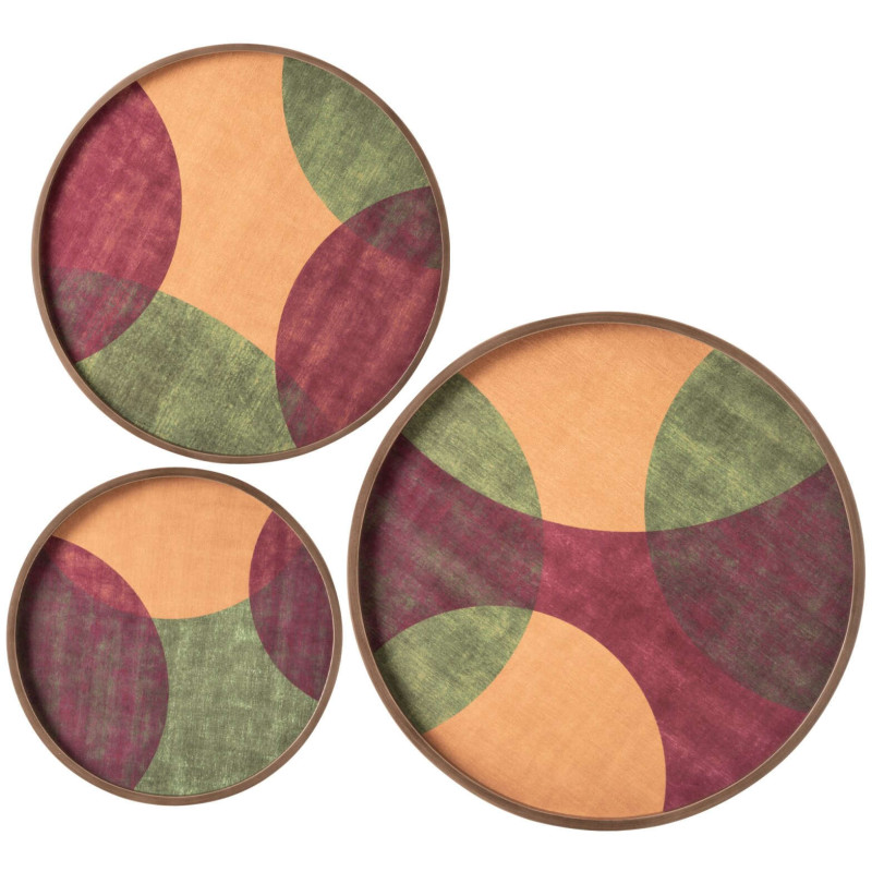 Lot de 3 décorations murales rondes MDF et placage Hyrune J-Line - 1