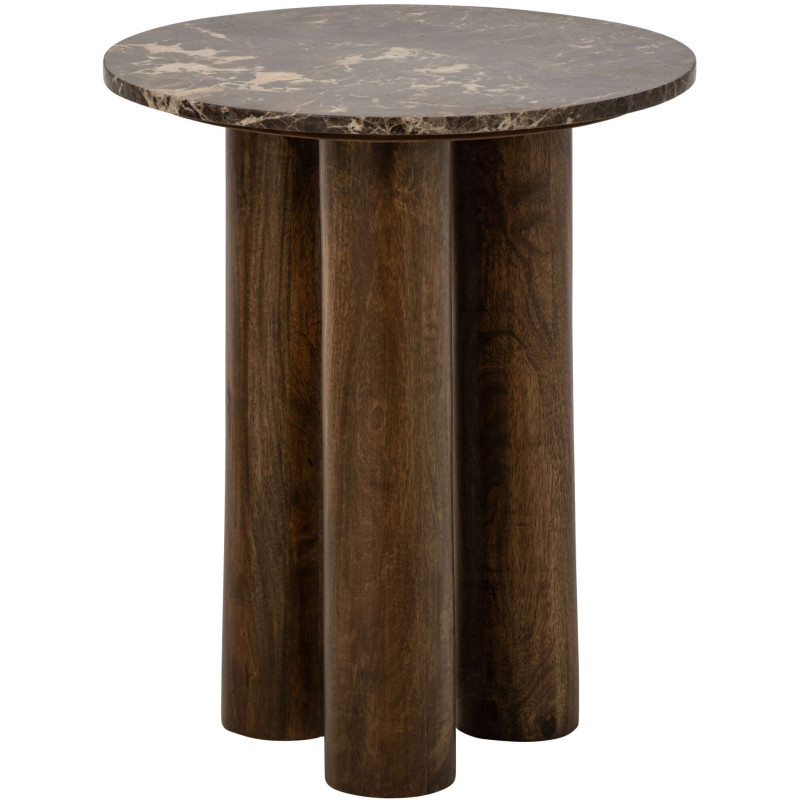 Table d’appoint ronde marbre brun 50 cm Fyvara J-Line - 1