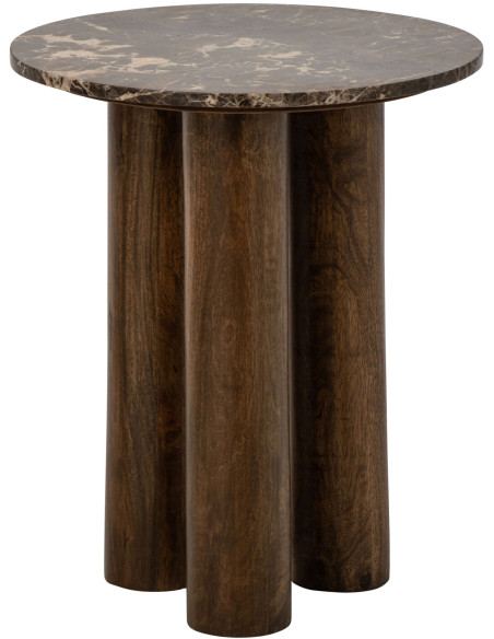 Table d’appoint ronde marbre brun 50 cm Fyvara J-Line - 1