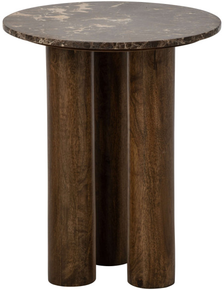 Table d’appoint ronde marbre brun 50 cm Fyvara J-Line - 3
