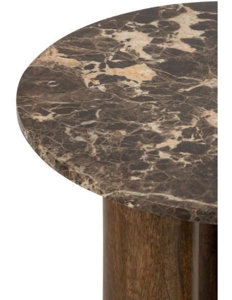 Table d’appoint ronde marbre brun 50 cm Fyvara J-Line - 4