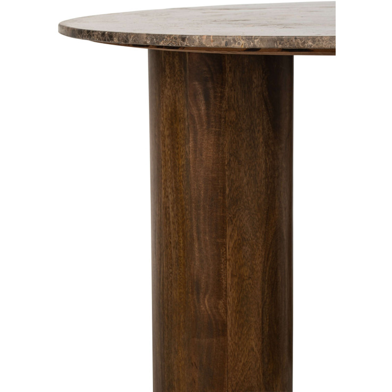 Table à manger ronde marbre brun et manguier 120 cm Fyvara J-Line - 5