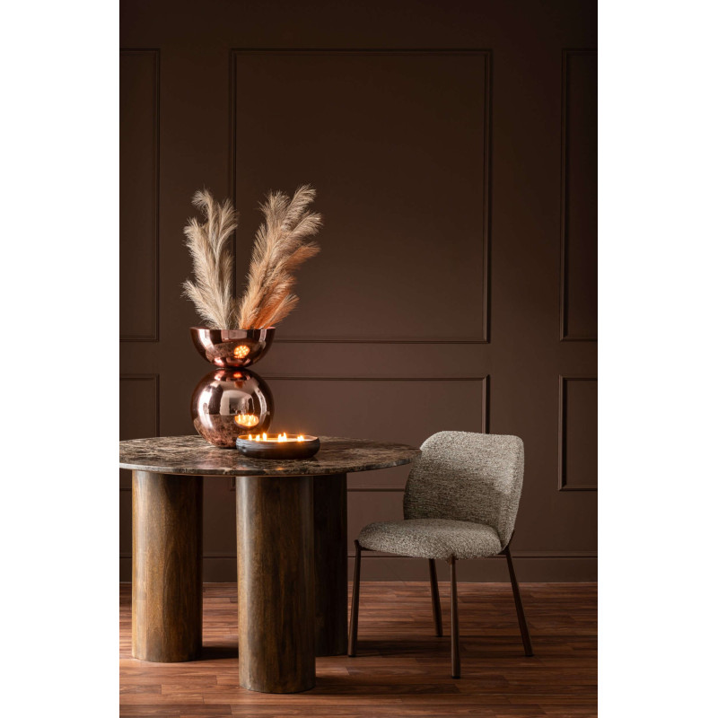 Table à manger ronde marbre brun et manguier 120 cm Fyvara J-Line - 6