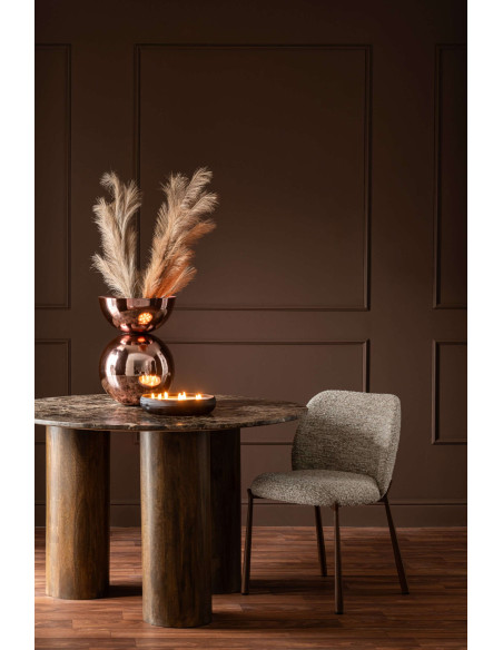 Table à manger ronde marbre brun et manguier 120 cm Fyvara J-Line - 6