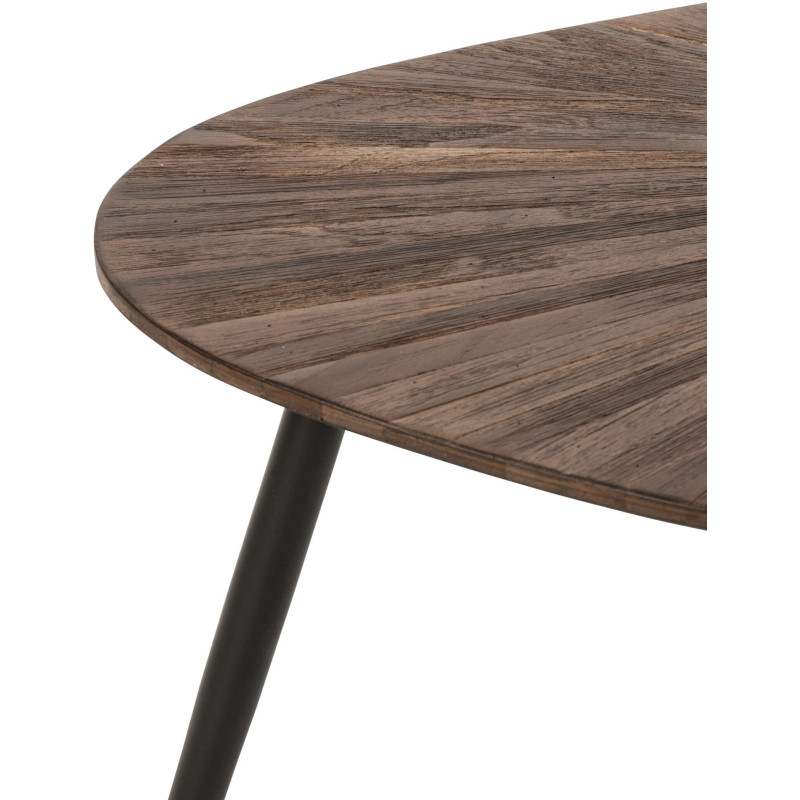 Tables basses gigognes ovales bois recyclé métal noir 84x39 cm Gylova J-Line - 3