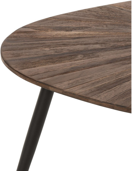 Tables basses gigognes ovales bois recyclé métal noir 84x39 cm Gylova J-Line - 3