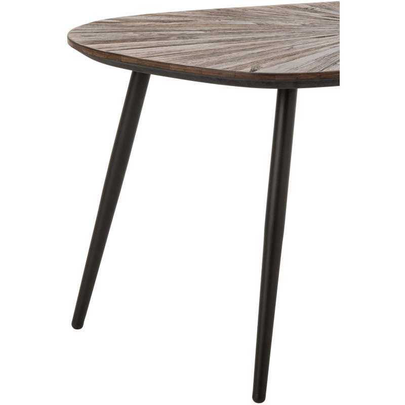 Tables basses gigognes ovales bois recyclé métal noir 84x39 cm Gylova J-Line - 4