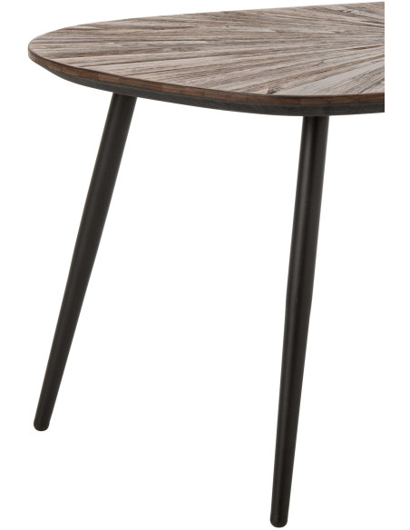 Tables basses gigognes ovales bois recyclé métal noir 84x39 cm Gylova J-Line - 4