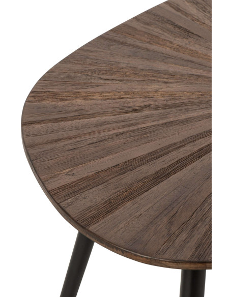 Set de 3 tables basses gigognes bois recyclé métal noir Gylova J-Line - 3