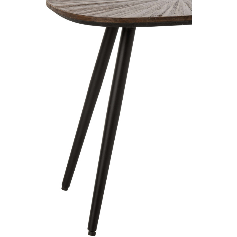 Set de 3 tables basses gigognes bois recyclé métal noir Gylova J-Line - 4