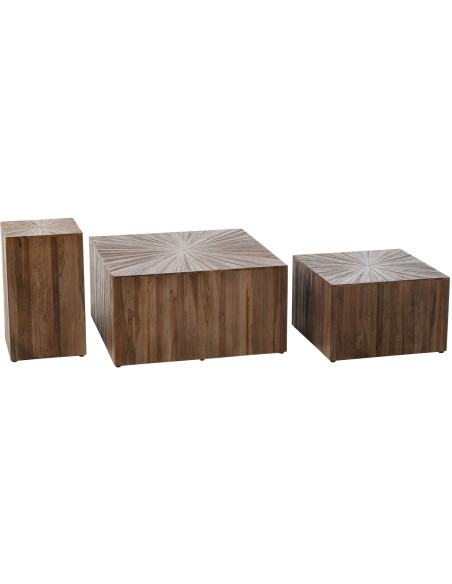 Ensemble de 3 tables basses cube bois recyclé Gylova J-Line - 2