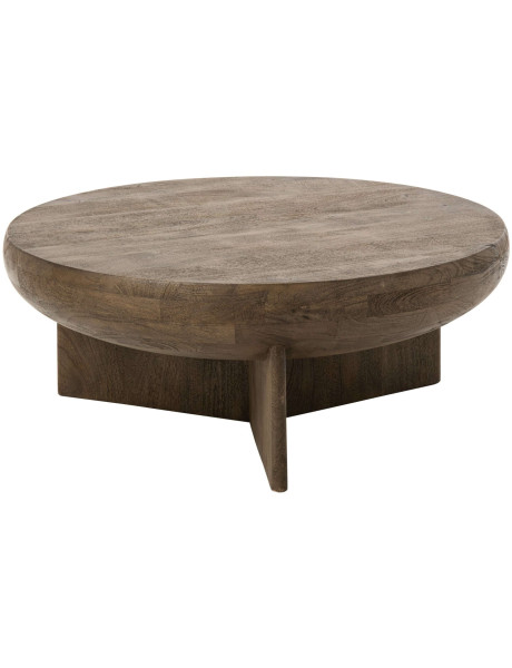Table basse ronde bois de manguier brun 90 cm Byrova J-Line - 1