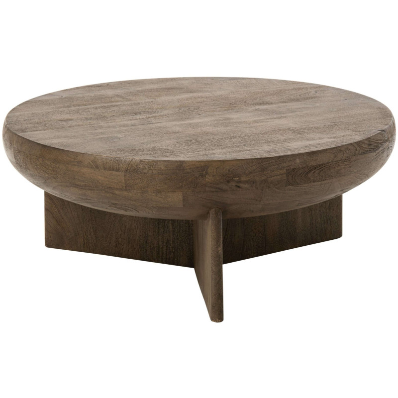 Table basse ronde bois de manguier brun 90 cm Byrova J-Line - 1