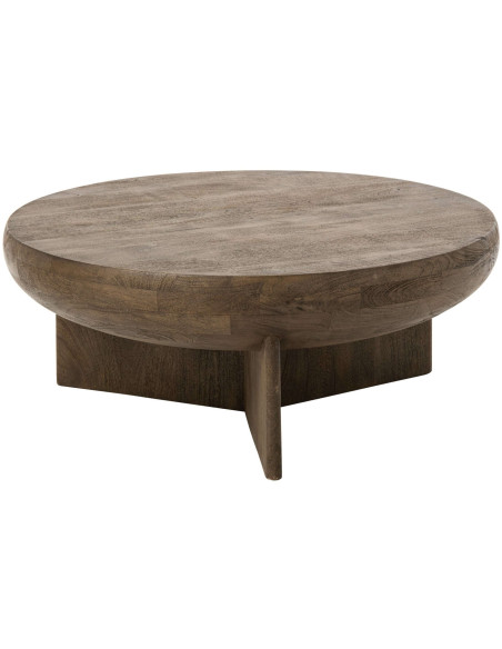 Table basse ronde bois de manguier brun 90 cm Byrova J-Line - 1