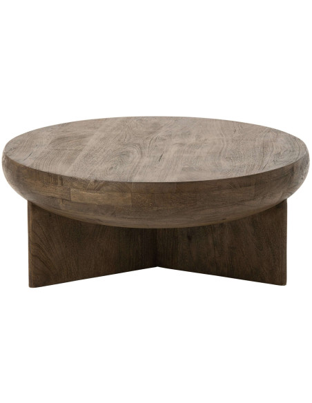 Table basse ronde bois de manguier brun 90 cm Byrova J-Line - 3