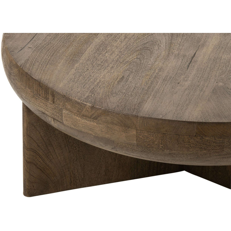 Table basse ronde bois de manguier brun 90 cm Byrova J-Line - 4