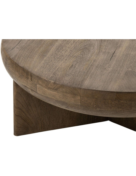 Table basse ronde bois de manguier brun 90 cm Byrova J-Line - 4