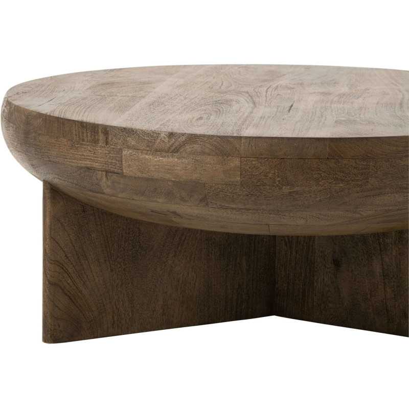 Table basse ronde bois de manguier brun 90 cm Byrova J-Line - 6