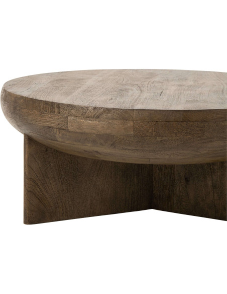 Table basse ronde bois de manguier brun 90 cm Byrova J-Line - 6