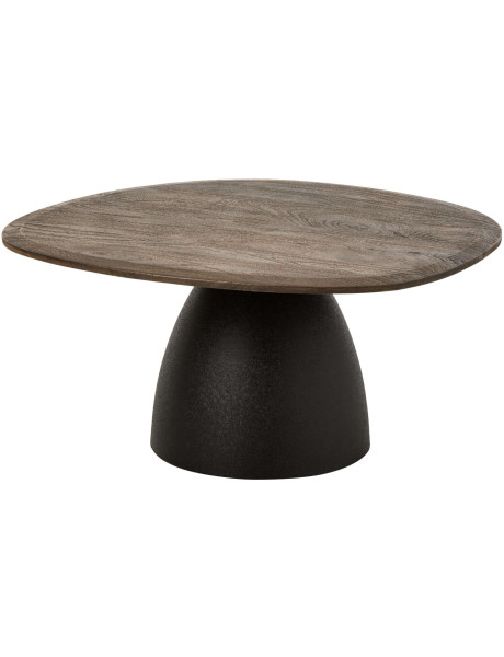 Table basse ovale bois de manguier métal noir Nevivo J-Line - 1