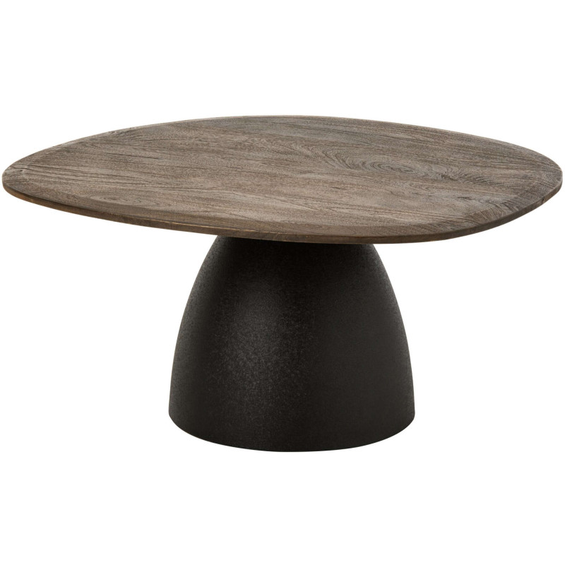 Table basse ovale bois de manguier métal noir Nevivo J-Line - 1