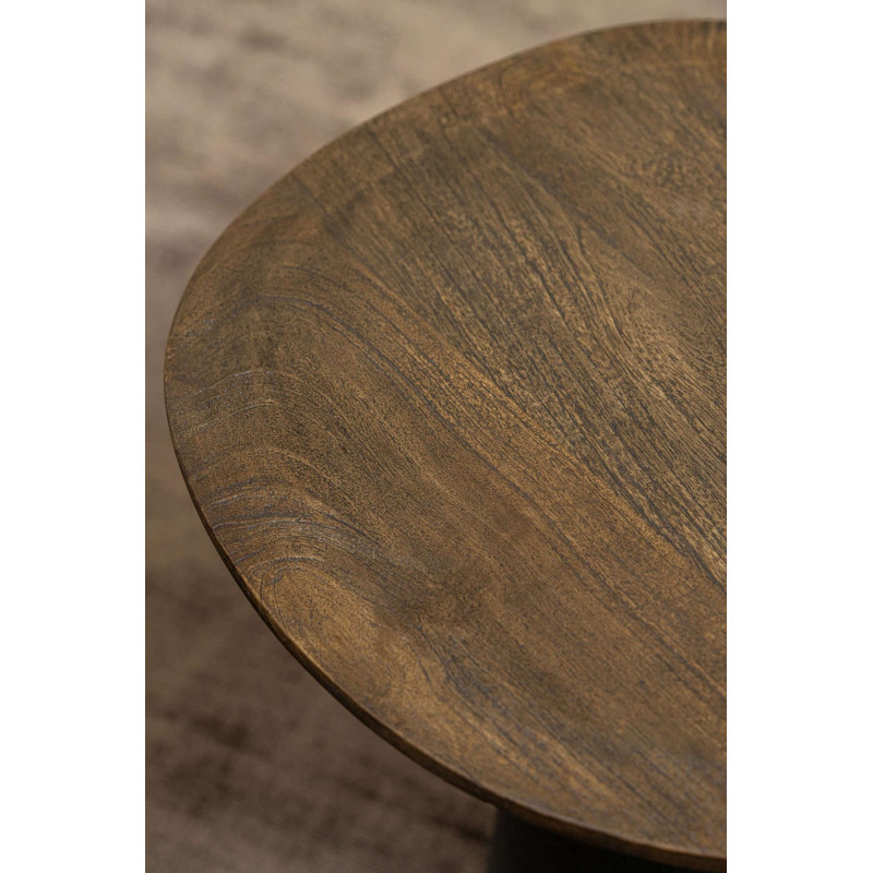 Table basse ovale bois de manguier métal noir Nevivo J-Line - 6