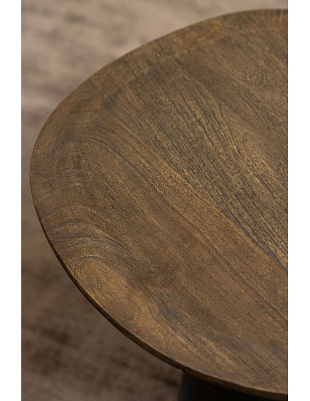 Table basse ovale bois de manguier métal noir Nevivo J-Line - 6
