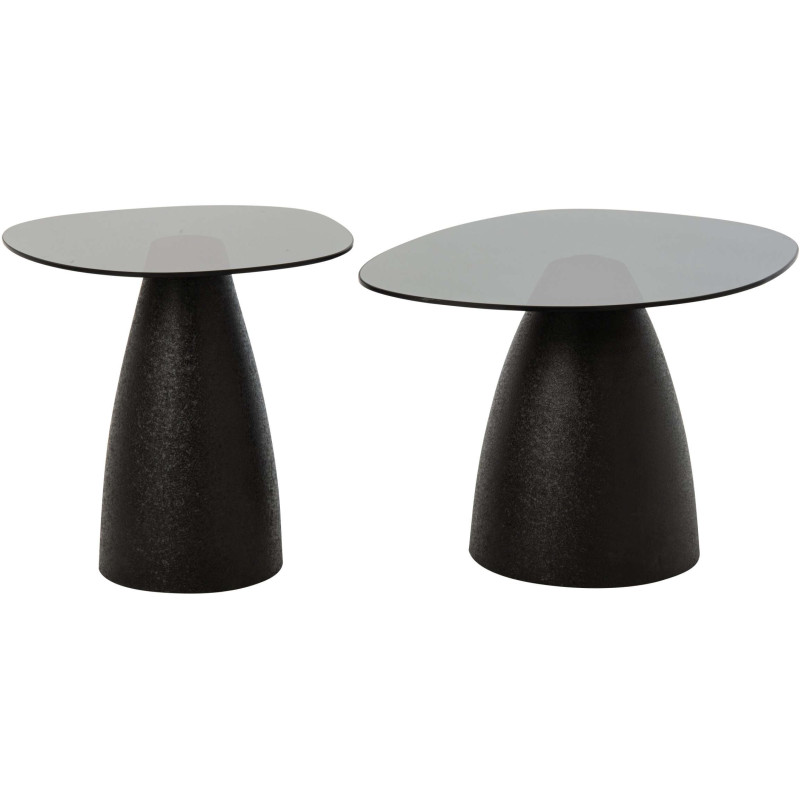 Duo tables basses verre noir métal Osvara J-Line - 3