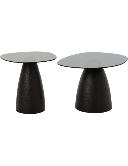 Duo tables basses verre noir métal Osvara J-Line - 3