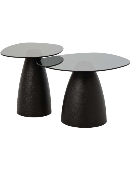 Duo tables basses verre noir métal Osvara J-Line - 1