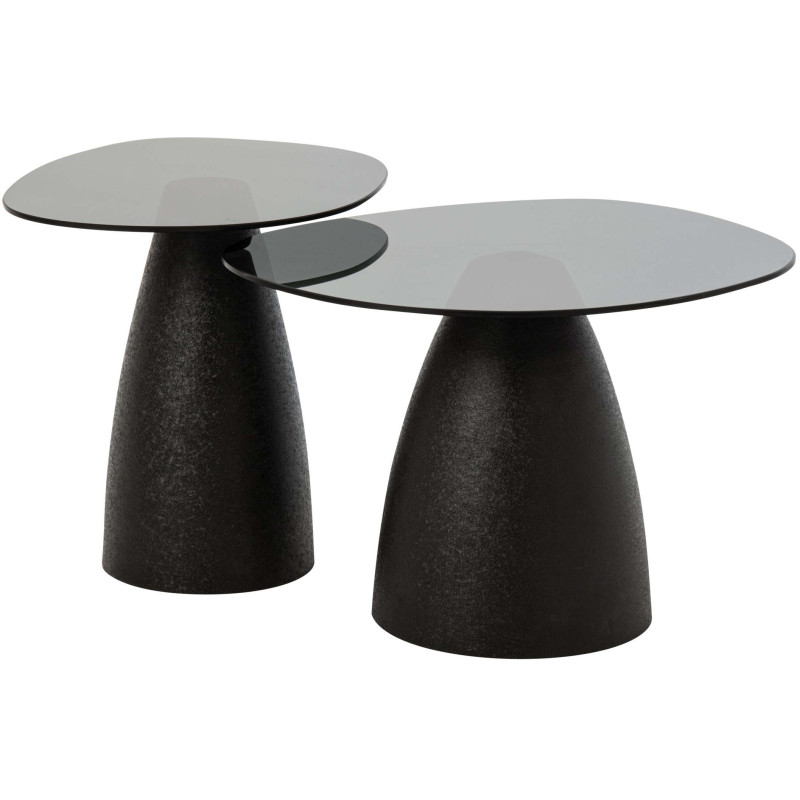 Duo tables basses verre noir métal Osvara J-Line - 1
